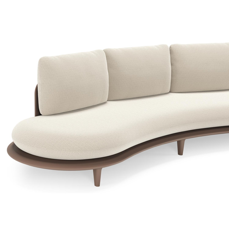 Canapé de jardin Bomero en aluminium taupe et coussins en all weather sunbrella® luxe lopi marble