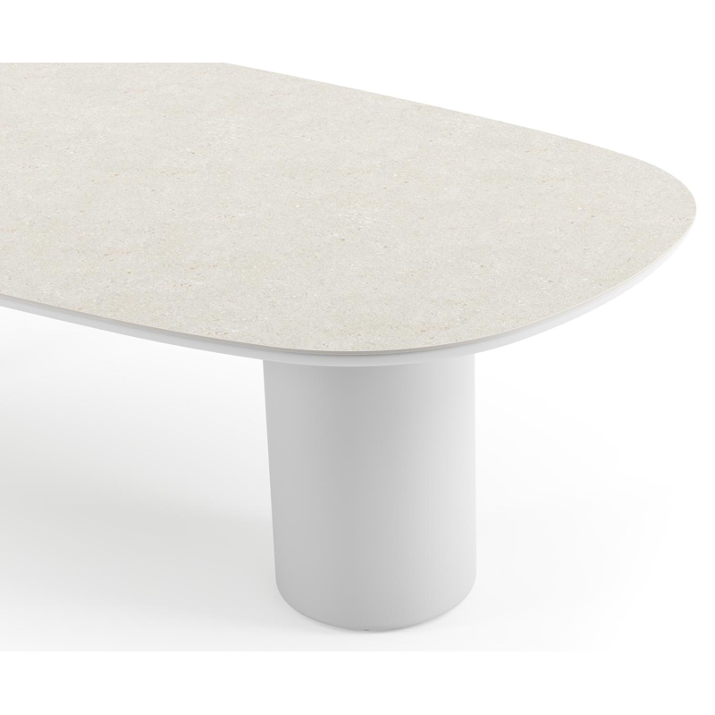 Amico tuintafel bombo in wit aluminium en volkeramiek Shilin - L 270 x B 125 x H 73.5 cm