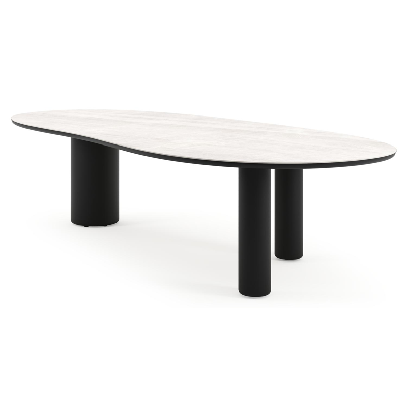 Table de jardin Amico organique en aluminium noir et céramique pleine Taj Mahal - Lg. 320 x Lrg. 145 x Haut. 74 cm