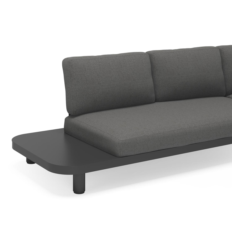 Donato loungehoek in zwart aluminium en met zori fugu all weather sunbrella® luxe kussens
