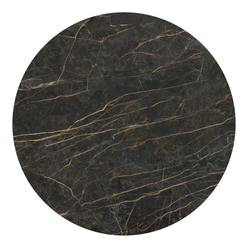 Table de jardin Fano ronde en aluminium blanc et céramique pleine Black Obsession - Diam. 148 x Haut. 75 cm