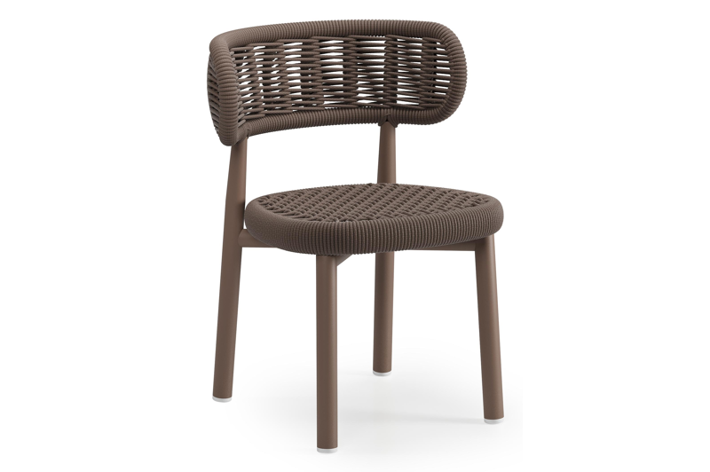 Lomo tuinstoel in taupe aluminium en taupe vierkant geweven ronde rope