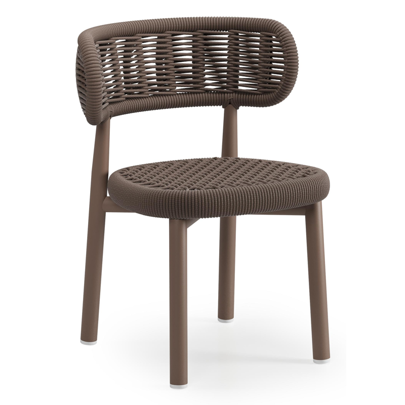 Lomo tuinstoel in taupe aluminium en taupe vierkant geweven ronde rope