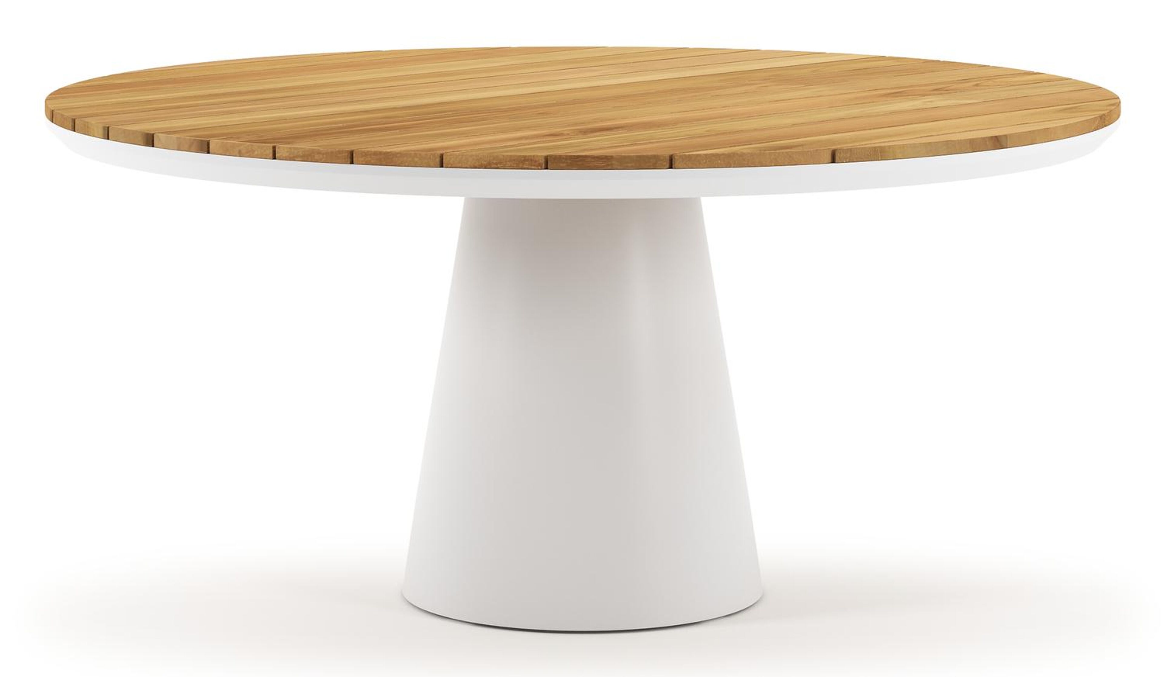 Donato tuintafel in wit aluminium en teak - Dia. 148 x H 77 cm