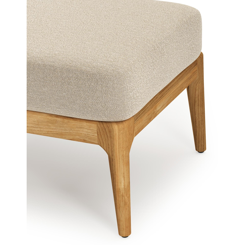Orso poef in teak met Marbella Sand all weather cosytica kussen