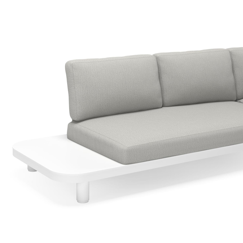 Donato loungehoek in wit aluminium met zori graphite all weather sunbrella® luxe kussens