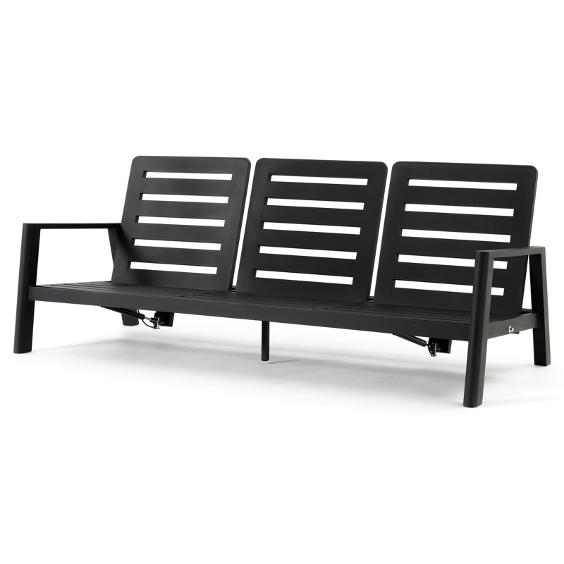 Cirello loungebank 3-zit in zwart aluminium met savane tornado all weather sunbrella® luxe kussen