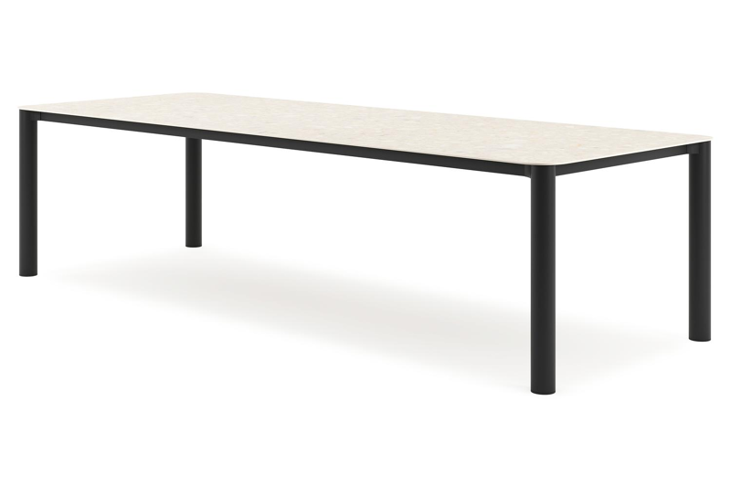 Orso tuintafel rechthoekig afgerond in zwart aluminium en volkeramiek Retrostone - L 290 x B 110 x H 74.5 cm