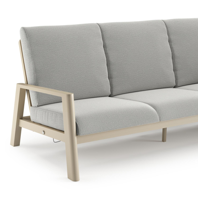 Cirello loungebank in beige aluminium met savane nimbus all weather sunbrella® luxe kussen
