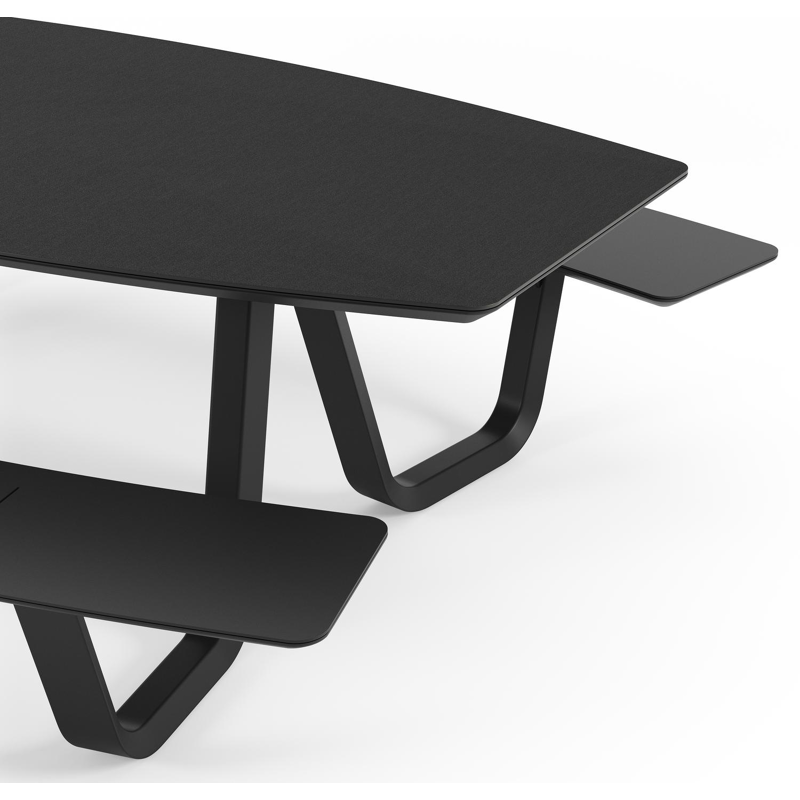 Table de pique-nique Forno forme de bateau en aluminium noir et céramique pleine Nero Black - Lg. 240 x Lrg. 181 x Haut. 72 cm