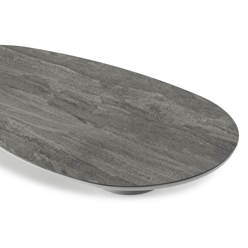 Amico loungetafel organisch in wit aluminium en volkeramiek Aspen Grey - L 170 x B 91 x H 25 cm