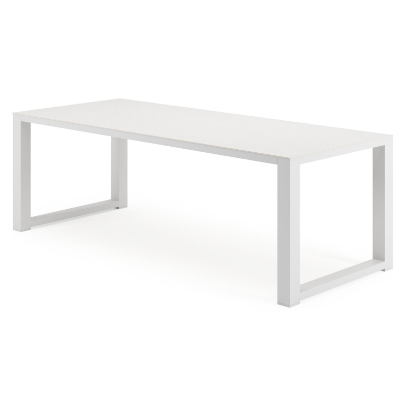 Livo tuintafel rechthoekig in wit aluminium en sintered stone Topo minerale - L 220 x B 92 x H 73 cm