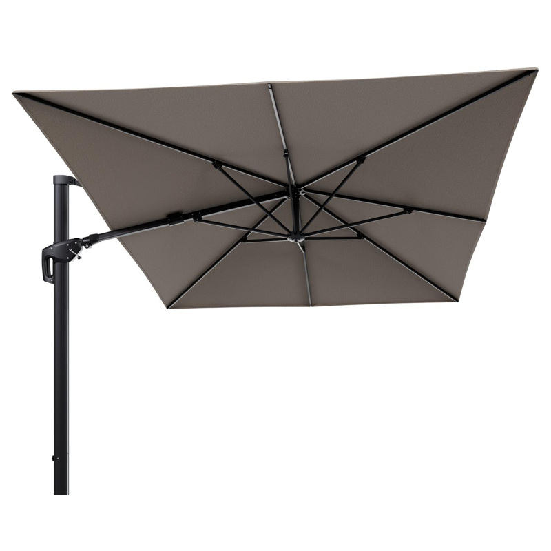 Minore zweefparasol tiltfunctie in zwart aluminium en parasoldoek in All Weather Solica Firenze Earth  - L1 400 x L2 300 cm (zonder voet)