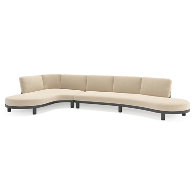 Donato loungehoek in zwart aluminium met all weather cosytica Althea Chalk kussen