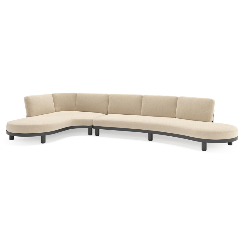 Donato loungehoek in zwart aluminium met all weather cosytica Althea Chalk kussen