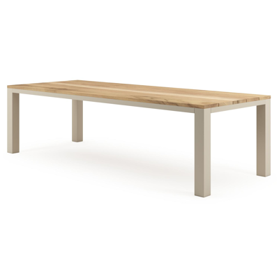 Nano tuintafel rechthoekig in beige aluminium en teak L 280 x B 110 x H 75 cm x H 75 cm