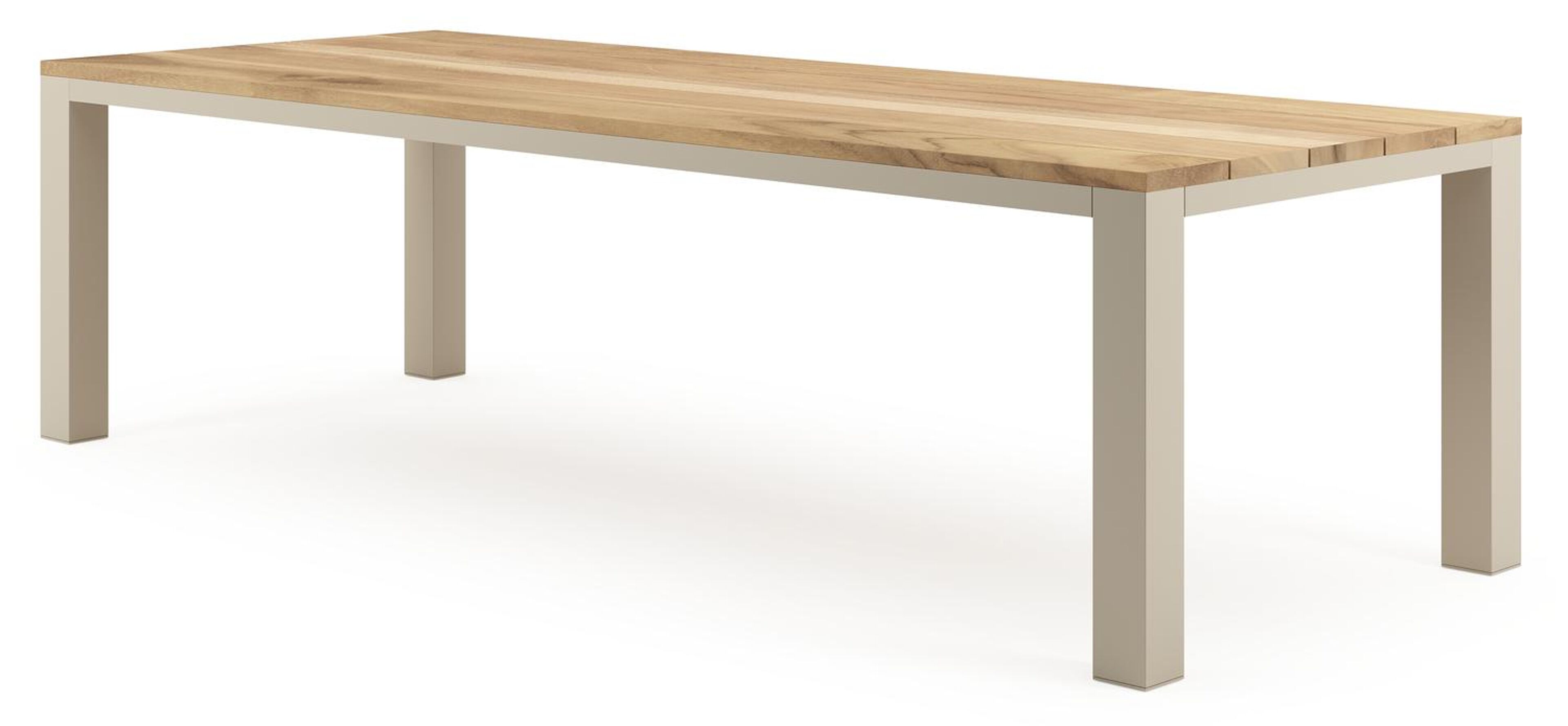 Nano tuintafel rechthoekig in beige aluminium en teak L 280 x B 110 x H 75 cm