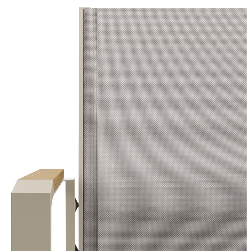 Bahia tuinstoel in beige aluminium en beige single textileen en polywood armleuning