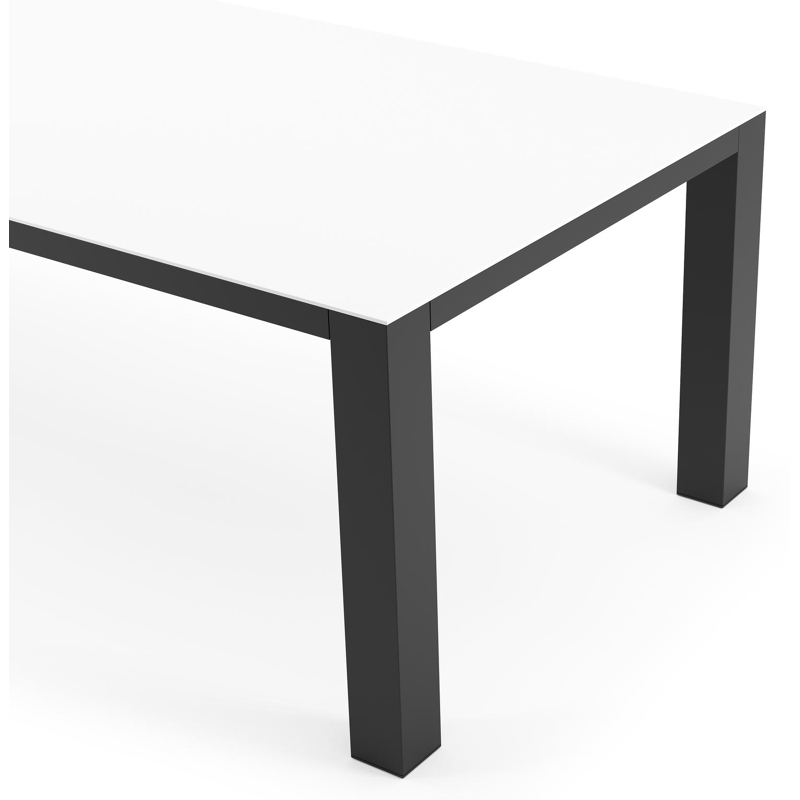Table de jardin Nano rectangulaire en aluminium noir et céramique pleine Arctic White - Lg. 280 x Lrg. 110 x Haut. 75 cm