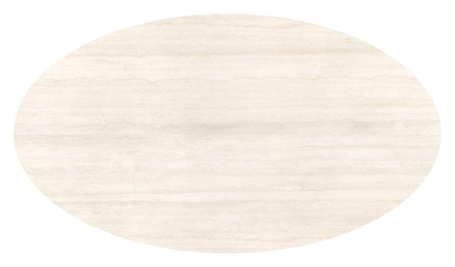 Table de jardin Fano ovale en aluminium noir et céramique pleine Travertino Bianco - Lg. 238 x Lrg. 135 x Haut. 75 cm