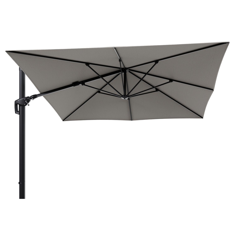 Parasol pendant Minore avec fonction tilt en aluminium noir et toile de parasol en All Weather Solica Firenze Sand  - Lg.1: 350 x Lg.2: 350 cm (sans pied de parasol
