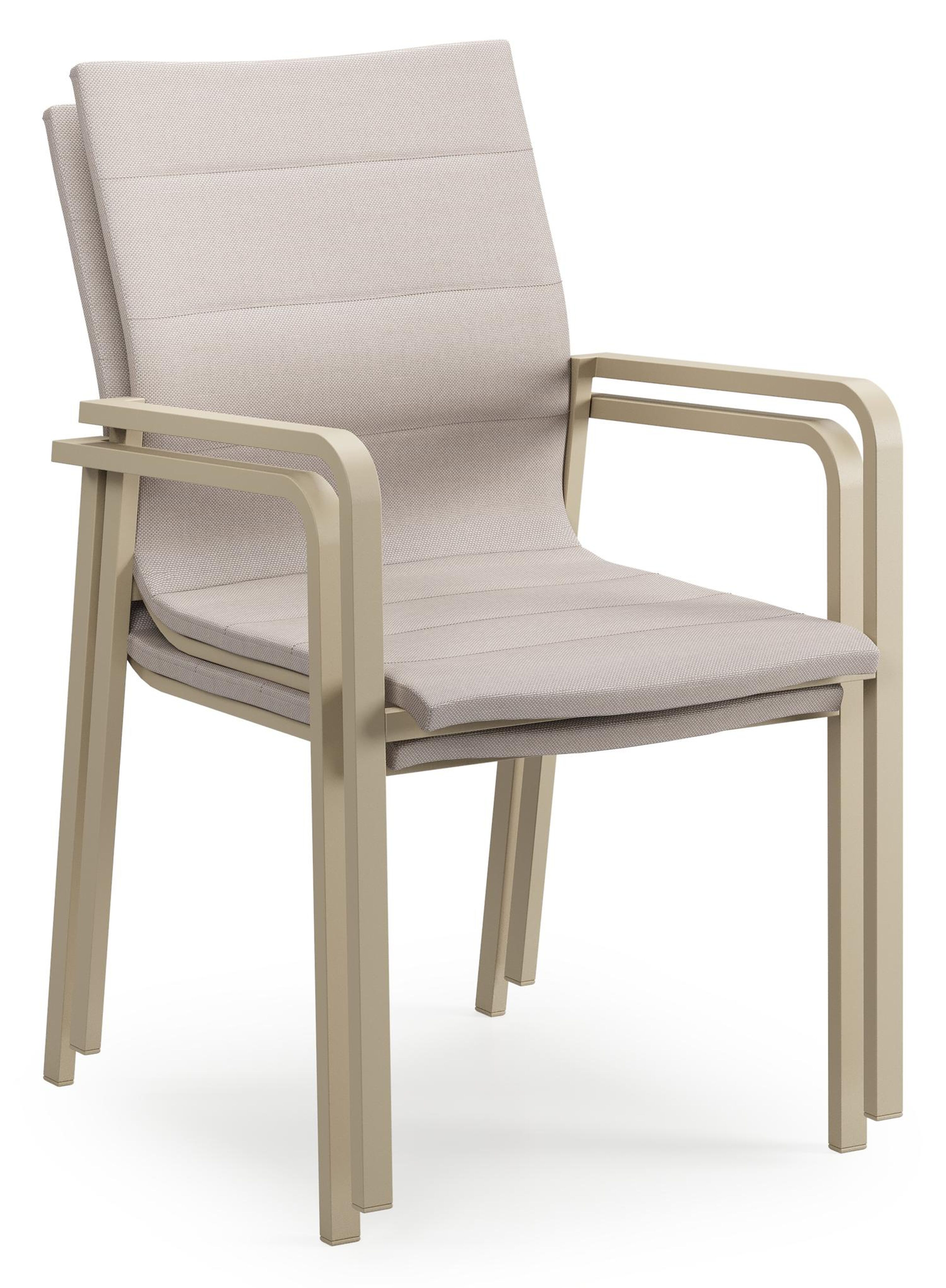 Como stapelbare tuinstoel in beige aluminium en beige dubbele luxe textilene