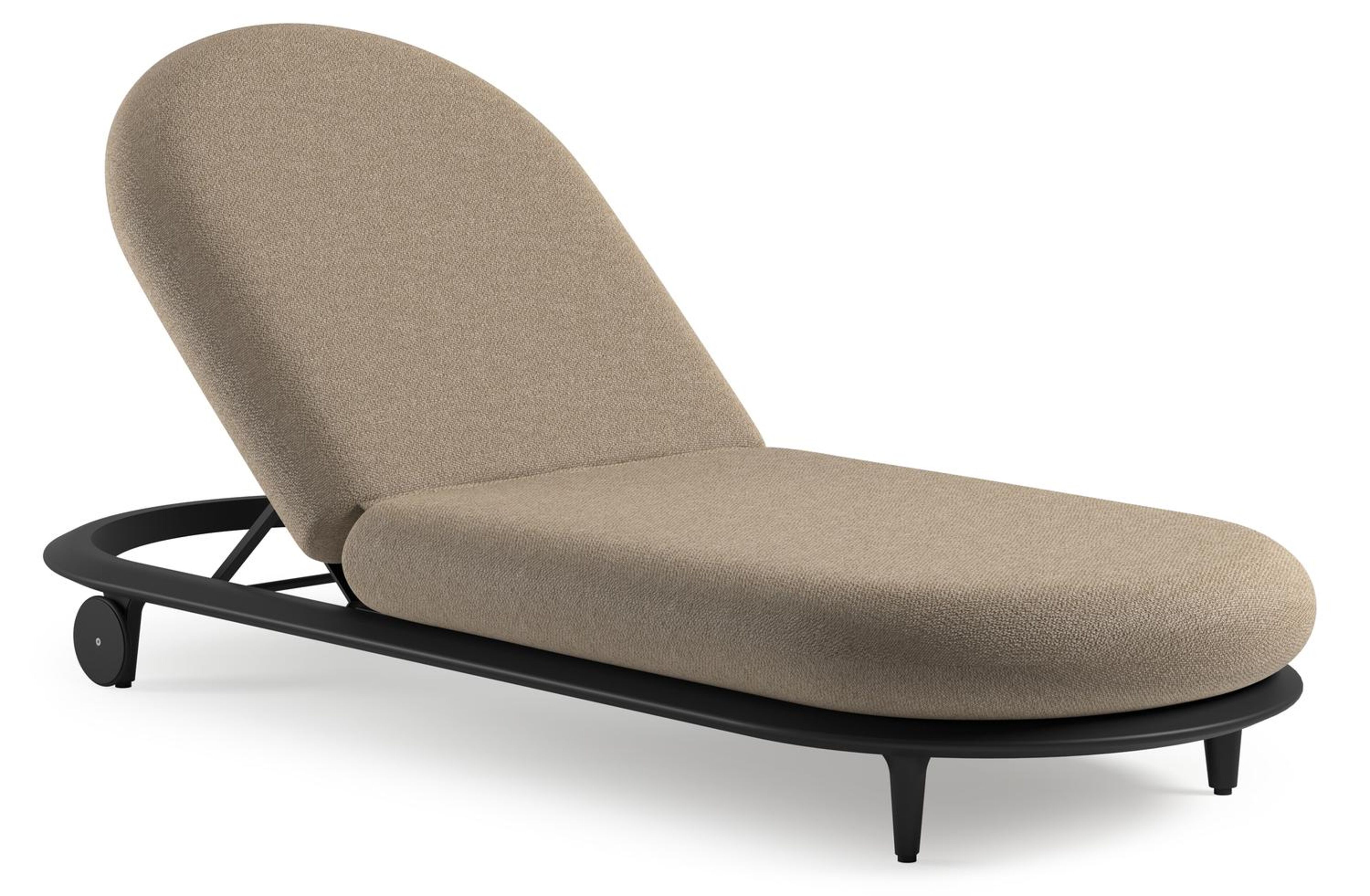 Bomero verstelbaar ligbed in zwart aluminium met madagascar oak all weather cosytica