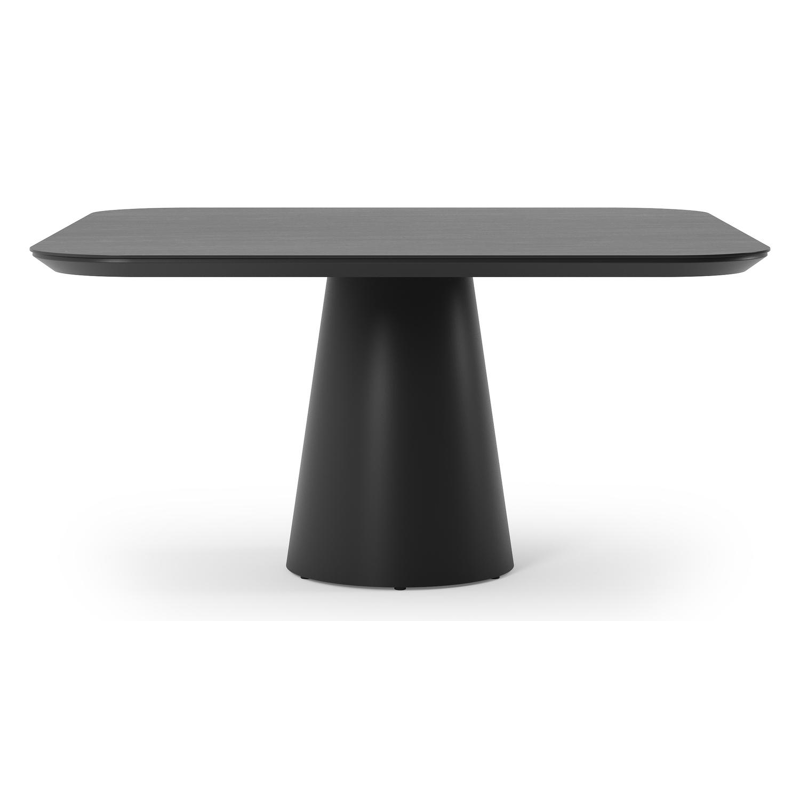 Donato tuintafel vierkant afgerond in zwart aluminium en volkeramiek basalt black - L 148 x B 148 x H 75 cm