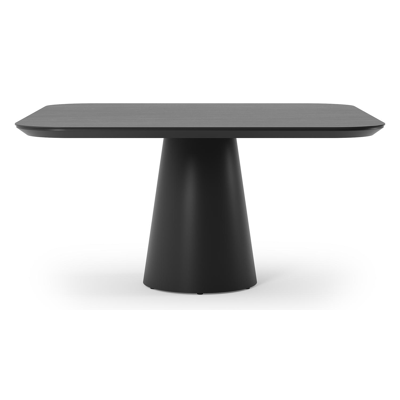 Table de jardin Donato carré arrondi en aluminium noir et céramique pleine basalt black - Lg. 148 x Lrg. 148 x Haut. 75 cm