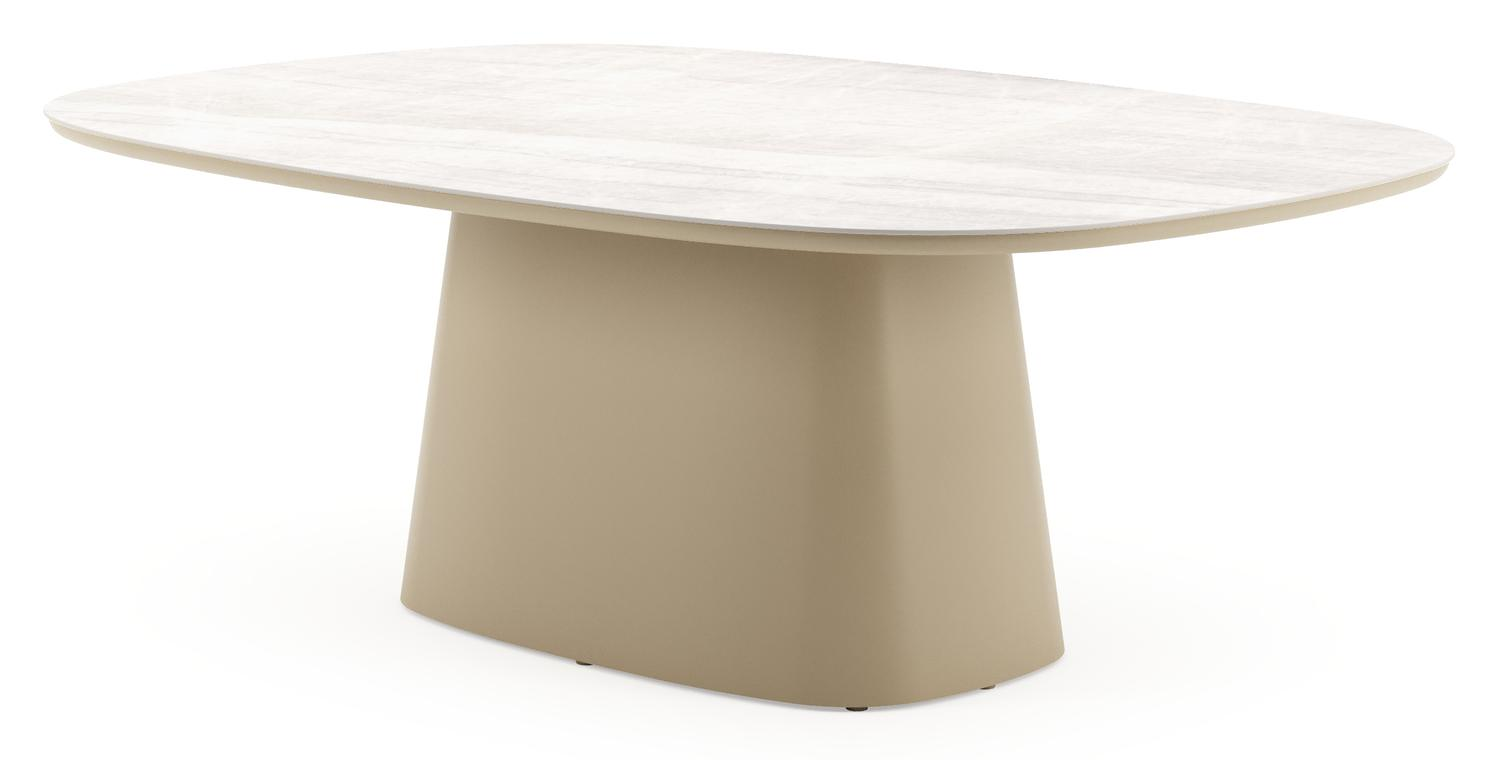 Amico tuintafel bombo xl in beige aluminium en volkeramiek Taj Mahal - L 210 x B 148 x H 73.5 cm