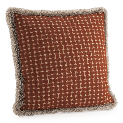 Sierkussen met franjes 45 x 45 cm in all weather cosytica pebble rust