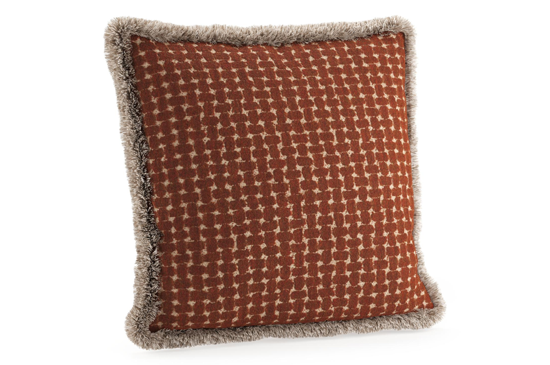 Sierkussen met franjes 45 x 45 cm in all weather cosytica pebble rust