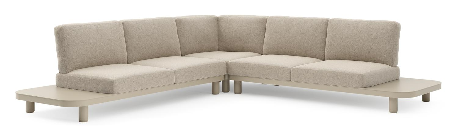 Salon de jardin d'angle Donato en aluminium beige et coussins en all weather cosytica marbella beige