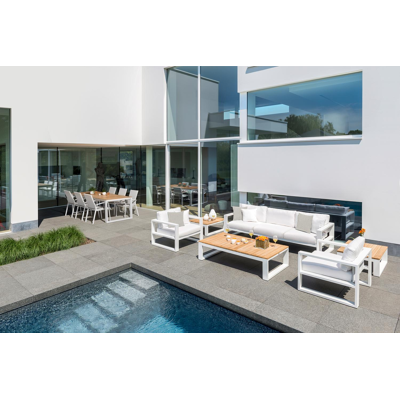 Verato loungebank 3-zit in wit aluminium met lopi marble all weather sunbrella® luxe kussen