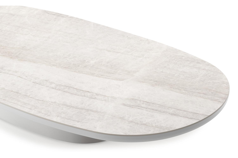 Amico loungetafel bombo in wit aluminium en volkeramiek Taj Mahal - L 171 x B 89 x H 24 cm