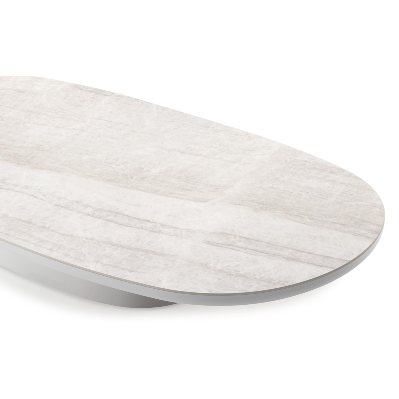 Amico loungetafel bombo in wit aluminium en volkeramiek Taj Mahal - L 171 x B 89 x H 24 cm