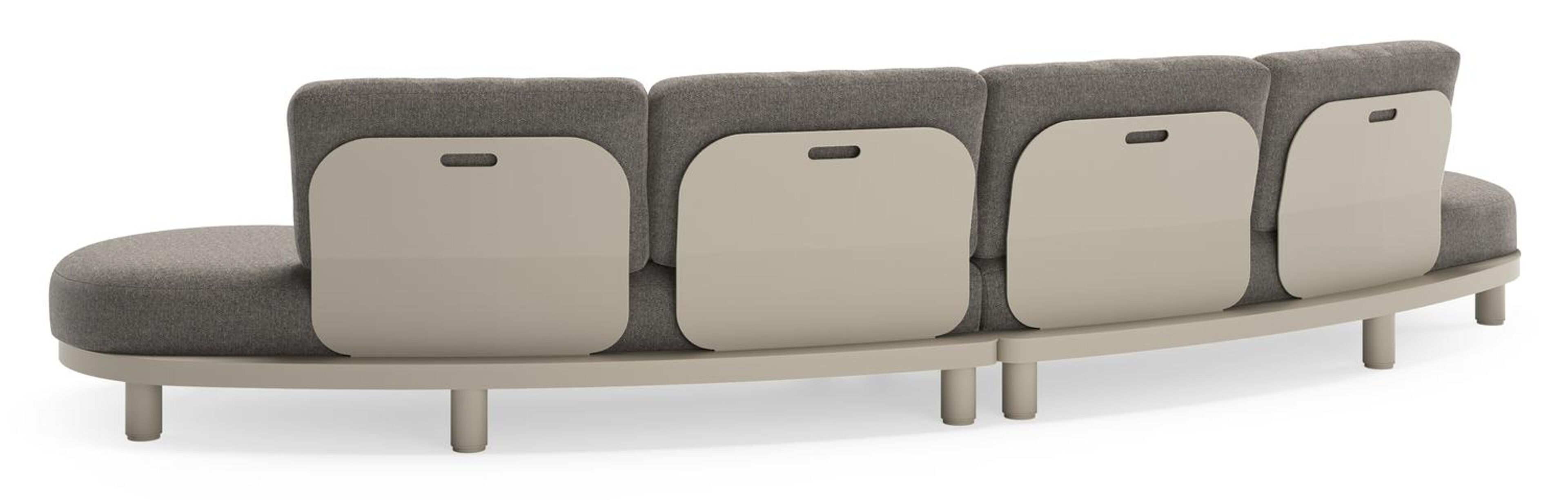 Canapé de jardin Donato en aluminium beige et coussins en all weather sunbrella® luxe Chartres Drizzle