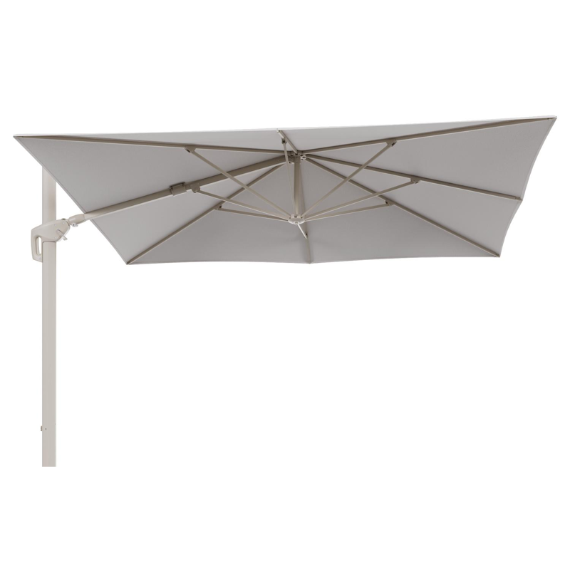 Parasol pendant Minore avec fonction tilt en aluminium beige et toile de parasol All Weather Solica Ego Eggshell - Lg.1 280 Lg.2 370 cm (sans pied de parasol)