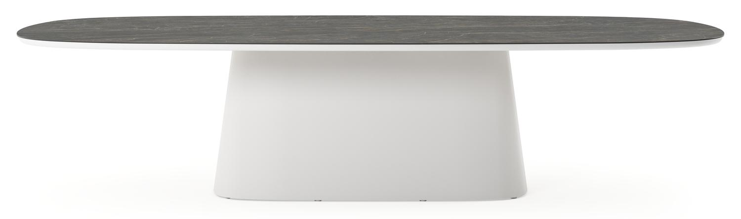 Amico tuintafel bombo xl in wit aluminium en volkeramiek Black Obsession - L 320 x B 148 x H 73.5 cm
