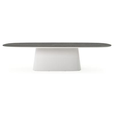 Amico tuintafel bombo xl in wit aluminium en volkeramiek Black Obsession - L 320 x B 148 x H 73.5 cm