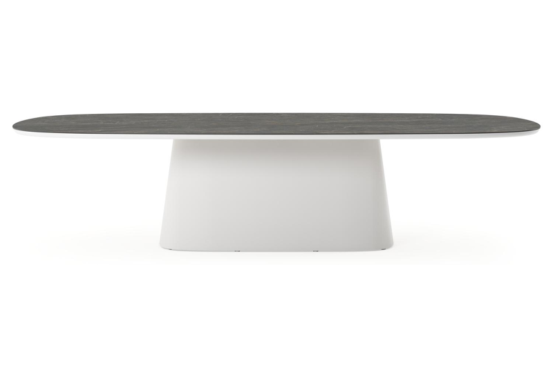 Amico tuintafel bombo xl in wit aluminium en volkeramiek Black Obsession - L 320 x B 148 x H 73.5 cm