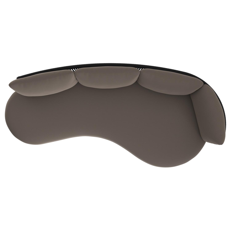 Lomano loungebank in zwart aluminium en zwart verticaal geweven luxe vlakke rope met natte nature grey all weather sunbrella® luxe kussen