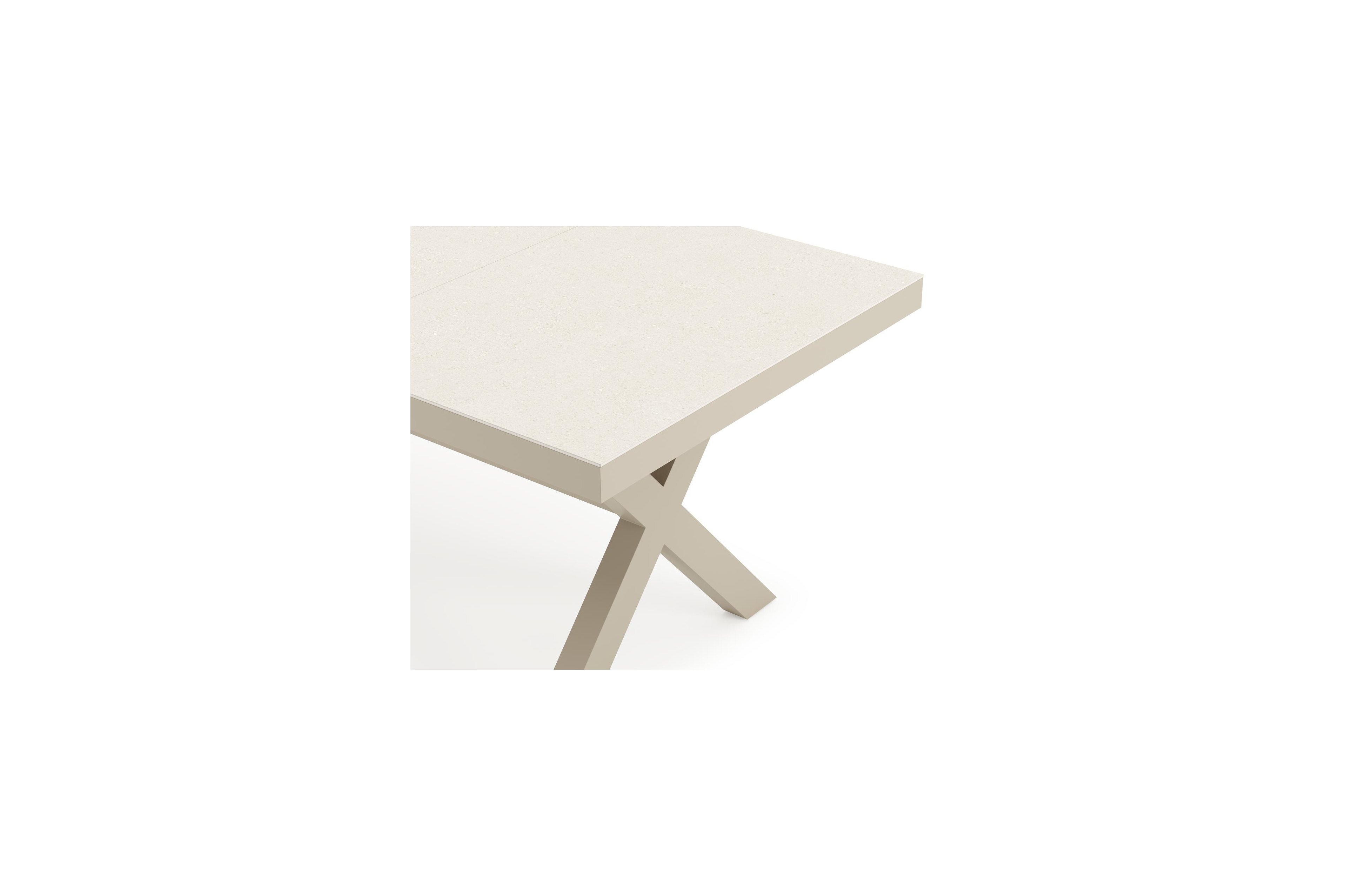 Bahia tuintafel rechthoekig in beige aluminium en sintered stone beige - L 200 x B 89 x H 75 cm