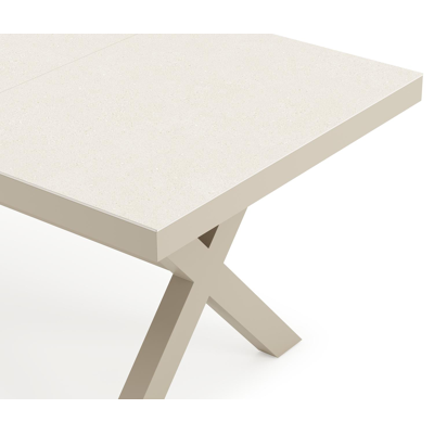 Bahia tuinset rechthoekig in beige aluminium en sintered stone beige met 6 Bahia tuinstoelen
