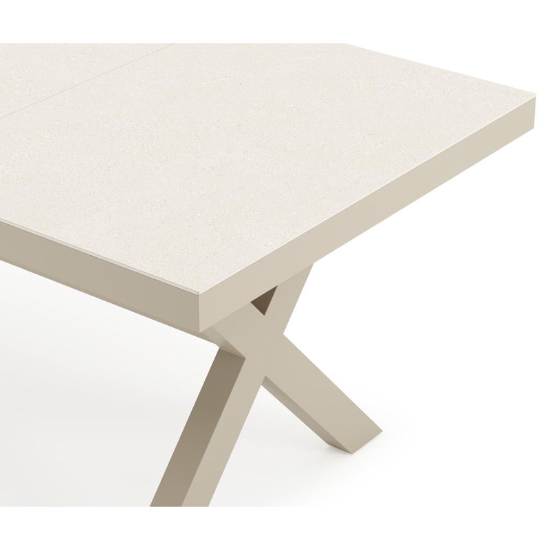 Bahia tuintafel rechthoekig in beige aluminium en sintered stone beige - L 200 x B 92 x H 75 cm