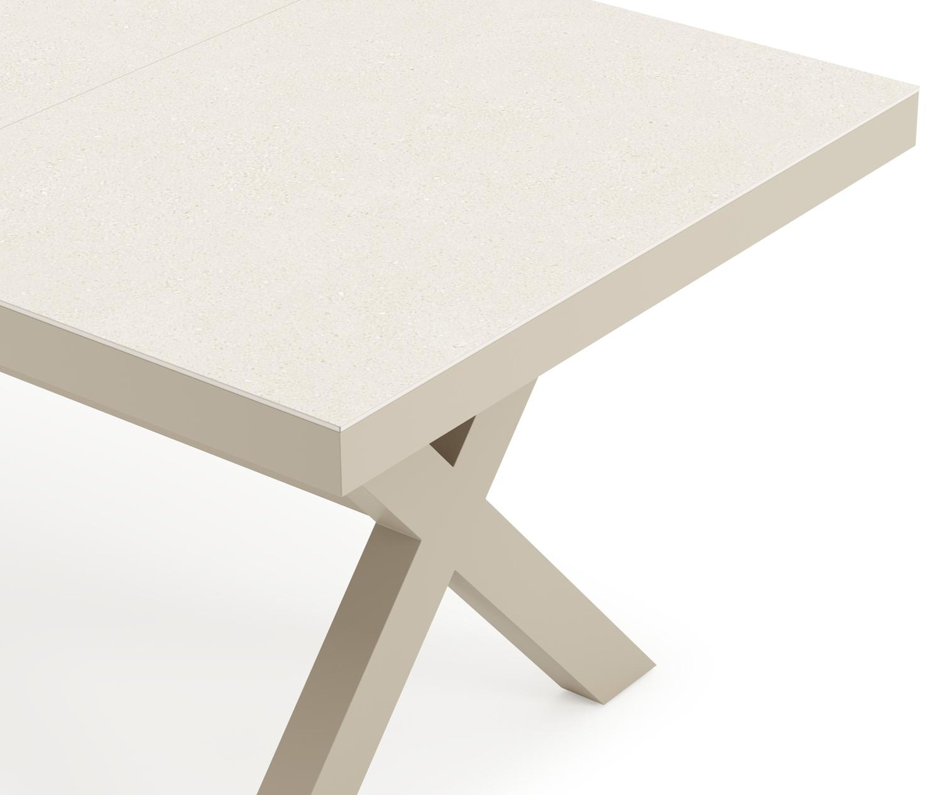 Bahia tuinset in beige aluminium en beige sintered stone met 6 Paco tuinstoelen