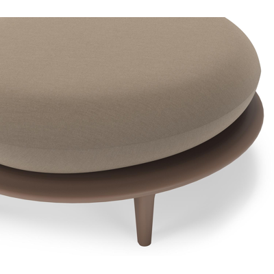 Pouf Bomero en aluminium taupe et coussin en all weather sunbrella® luxe natte heather grey