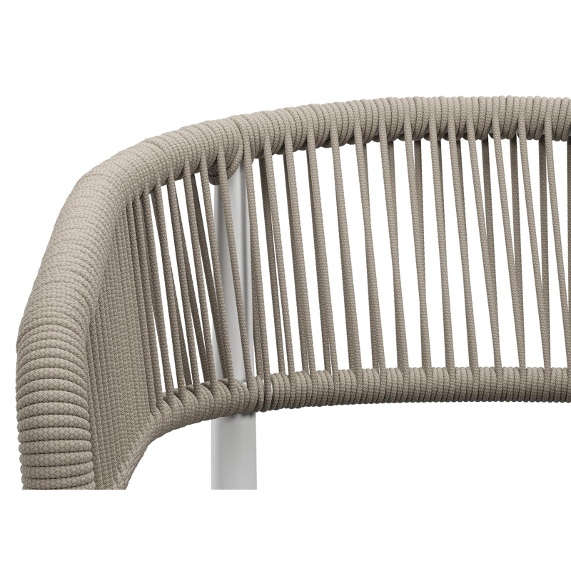 Tolfa stapelbare tuinstoel in wit aluminium en beige verticaal geweven ronde rope met stoelkussen in All Weather Sunbrella® Luxe Natte Sooty