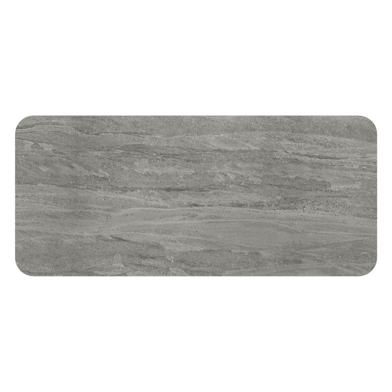 Table de jardin Orso rectangulaire arrondi en aluminium noir et céramique pleine Aspen Grey - Lg. 200 x Lrg. 80 x Haut. 74.5 cm