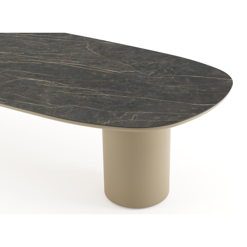 Amico tuintafel bombo in beige aluminium en volkeramiek Black Obsession - L 320 x B 130 x H 73.5 cm